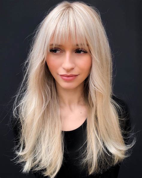 long blonde hairstyles with fringe